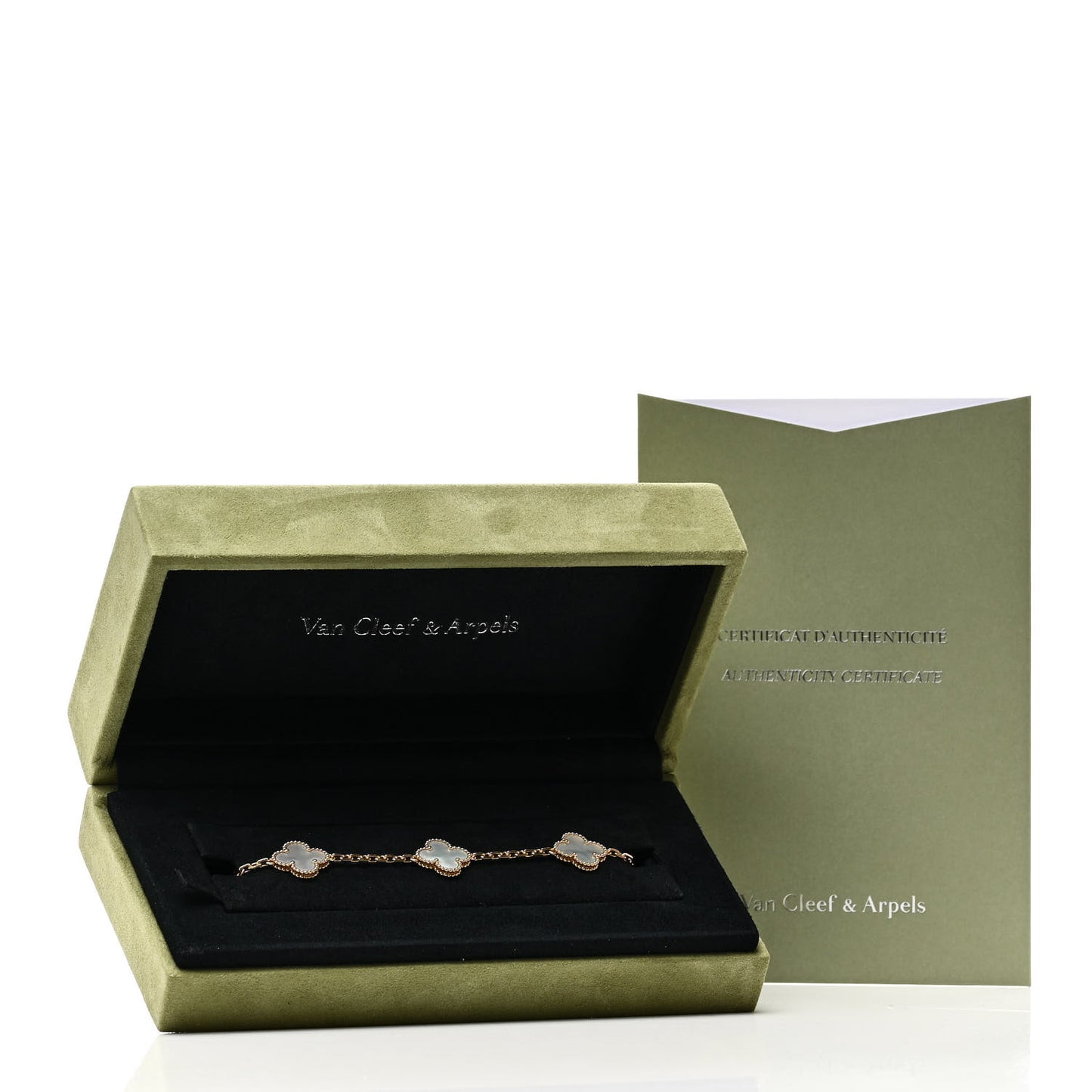 18K Yellow Gold Mother of Pearl 5 Motifs Vintage Alhambra Bracelet