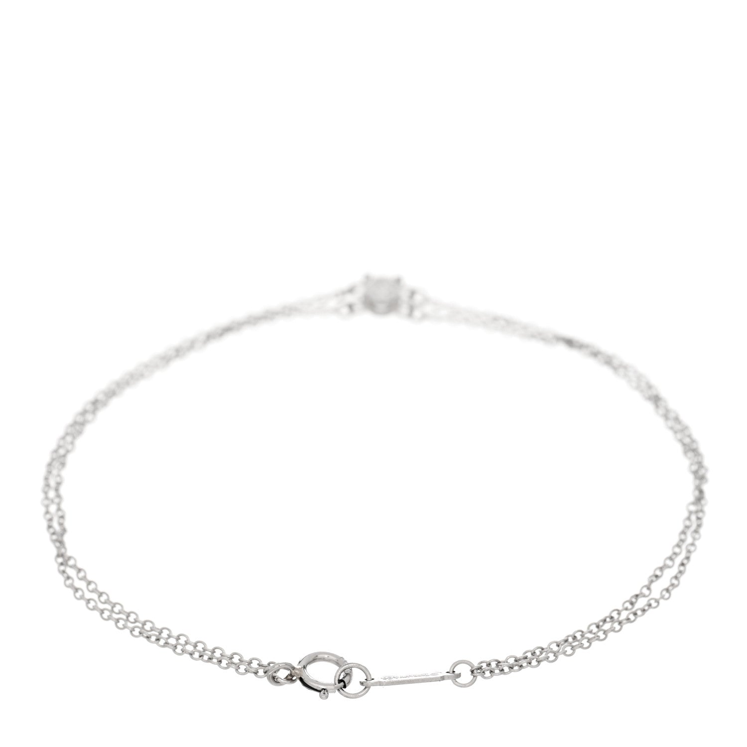 Tiffany Platinum Diamond .17ct Double Chain Solitaire Bracelet 2 of 4