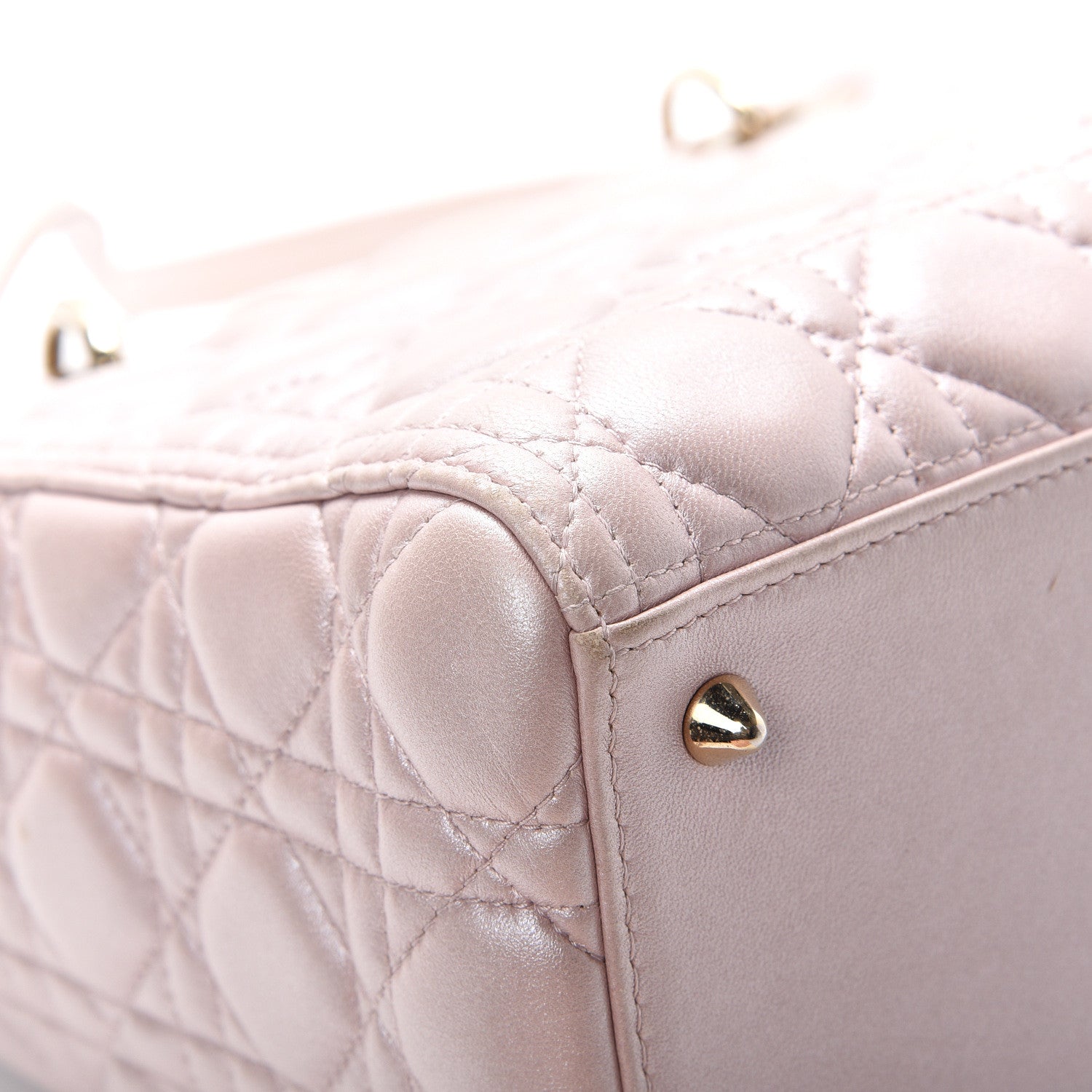 Christian Dior Pearly Lambskin Cannage Medium Lady Dior Lotus 11 of 15
