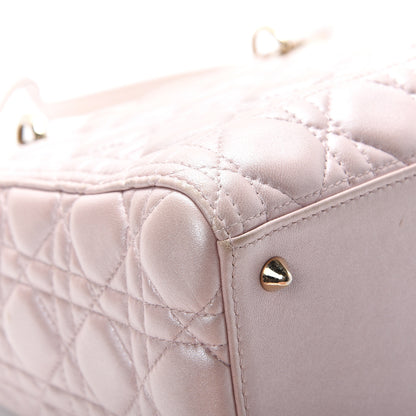 Christian Dior Pearly Lambskin Cannage Medium Lady Dior Lotus 11 of 15