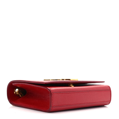 Saint Laurent Grain De Poudre Small Monogram Kate Satchel Red 4 of 9