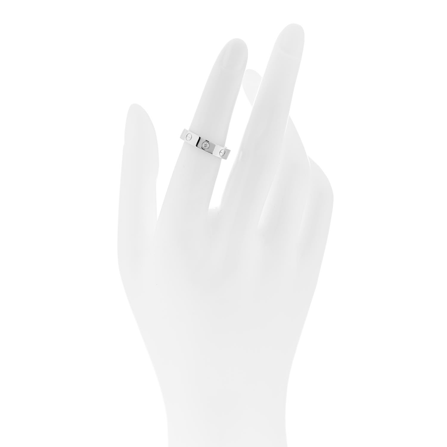 Cartier 18K White Gold Diamond 4mm LOVE Wedding Band Ring 50 5.25 2 of 5