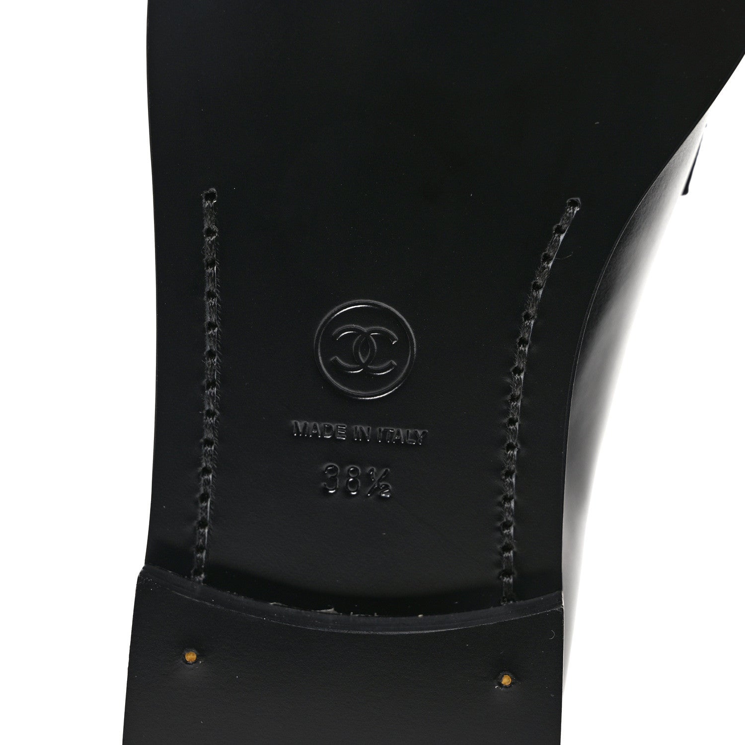 Chanel Shiny Calfskin CC Moccasin Loafers 38.5 Black 6 of 7