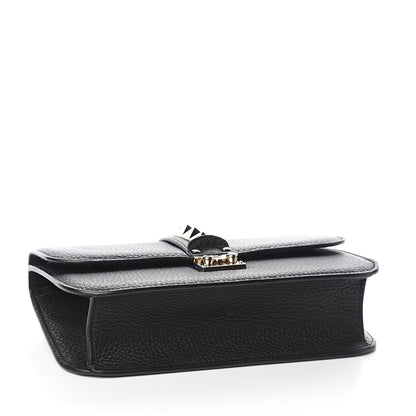 Valentino Garavani Pebbled Calfskin Medium Glam Lock Rockstud Flap Black 4 of 11