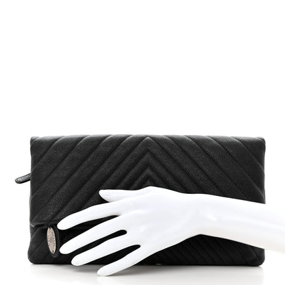 Chanel Calfskin Chevron CC Beauty Clutch Black 2 of 10