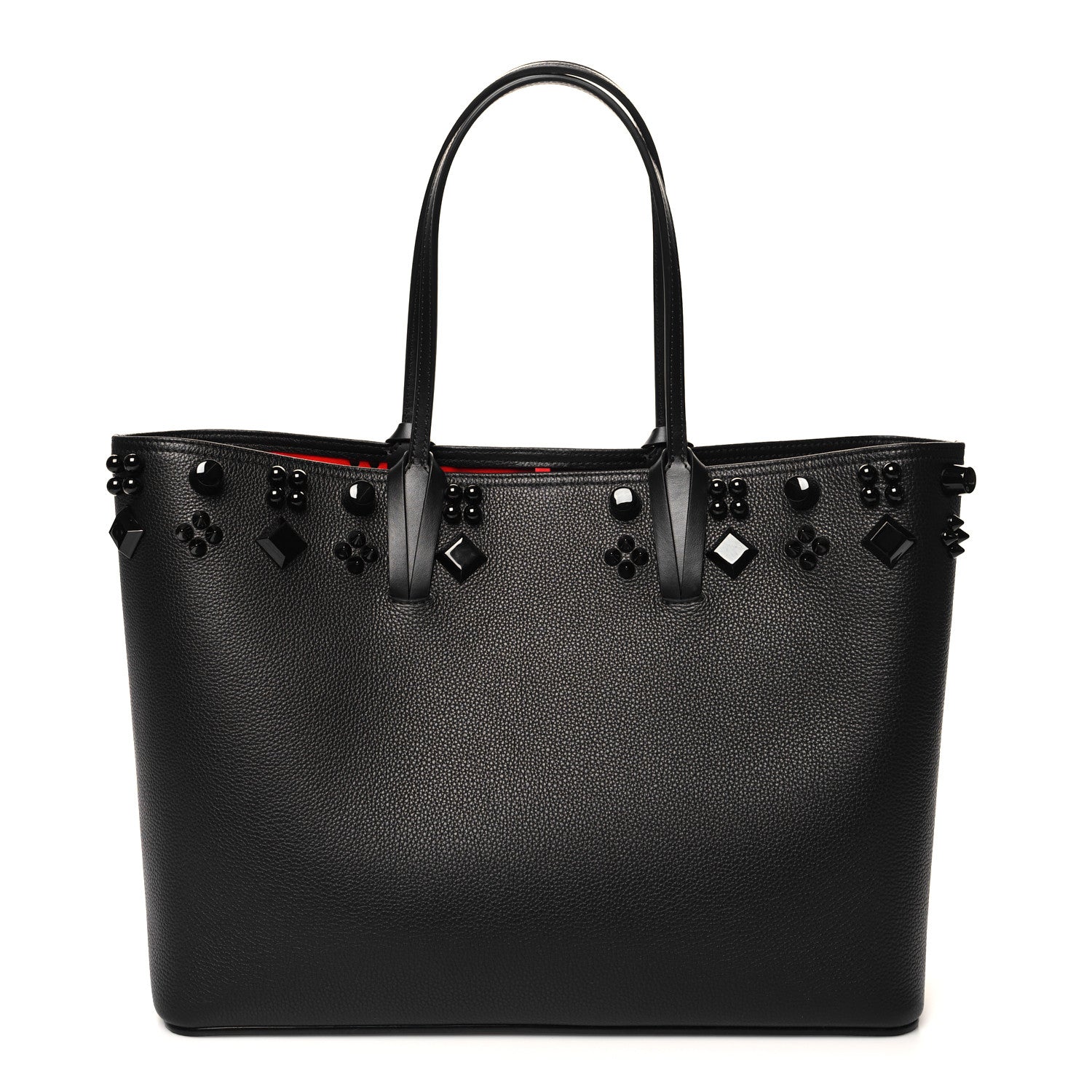 Christian Louboutin Calfskin Empire Spike Studded East West Cabata Tote Black 1 of 11