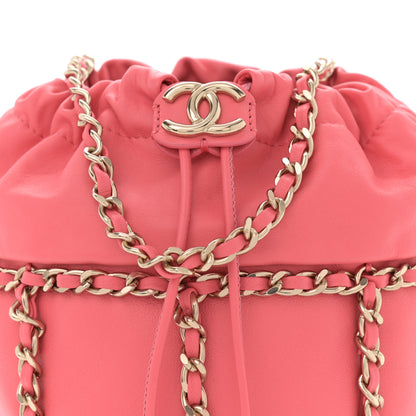 Chanel Lambskin Bucket Chain Drawstring Bag Pink 8 of 10