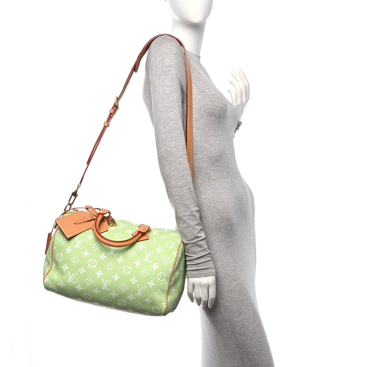 Louis Vuitton Calfskin Monogram Speedy P9 Bandouliere 30 Frozen Lime 2 of 14