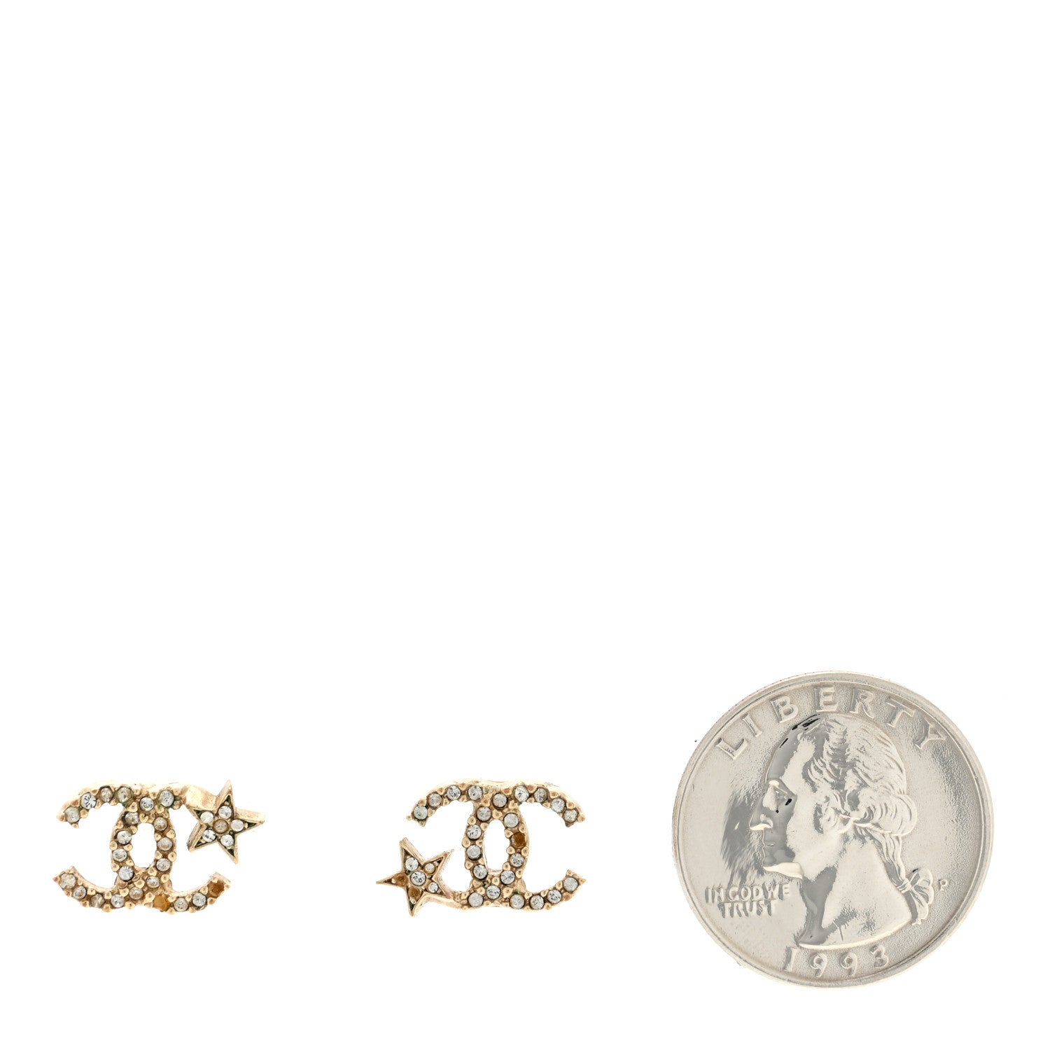 Chanel Crystal CC Star Earrings Silver 2 of 4