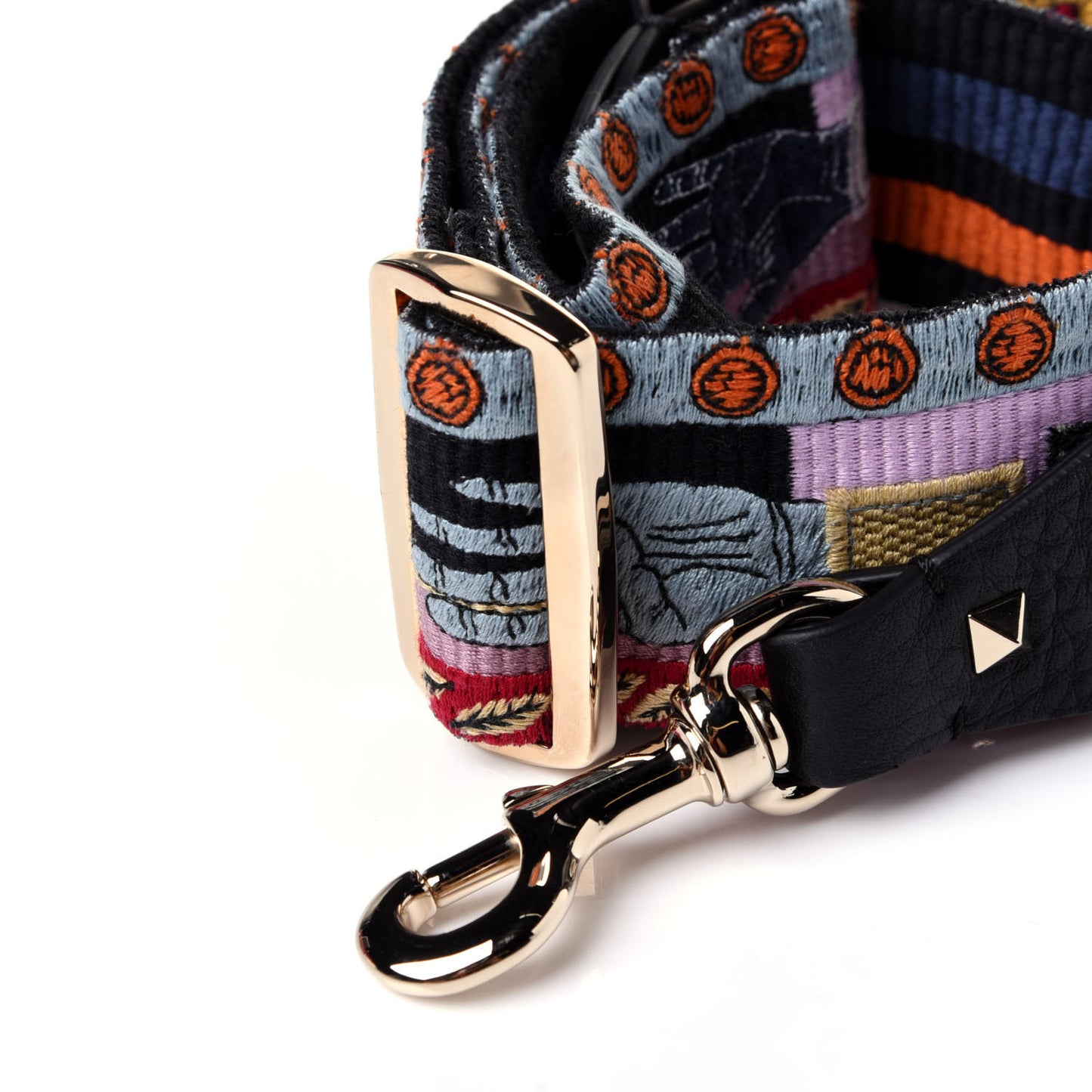 Canvas Counting Rockstud Guitar Strap Multicolor