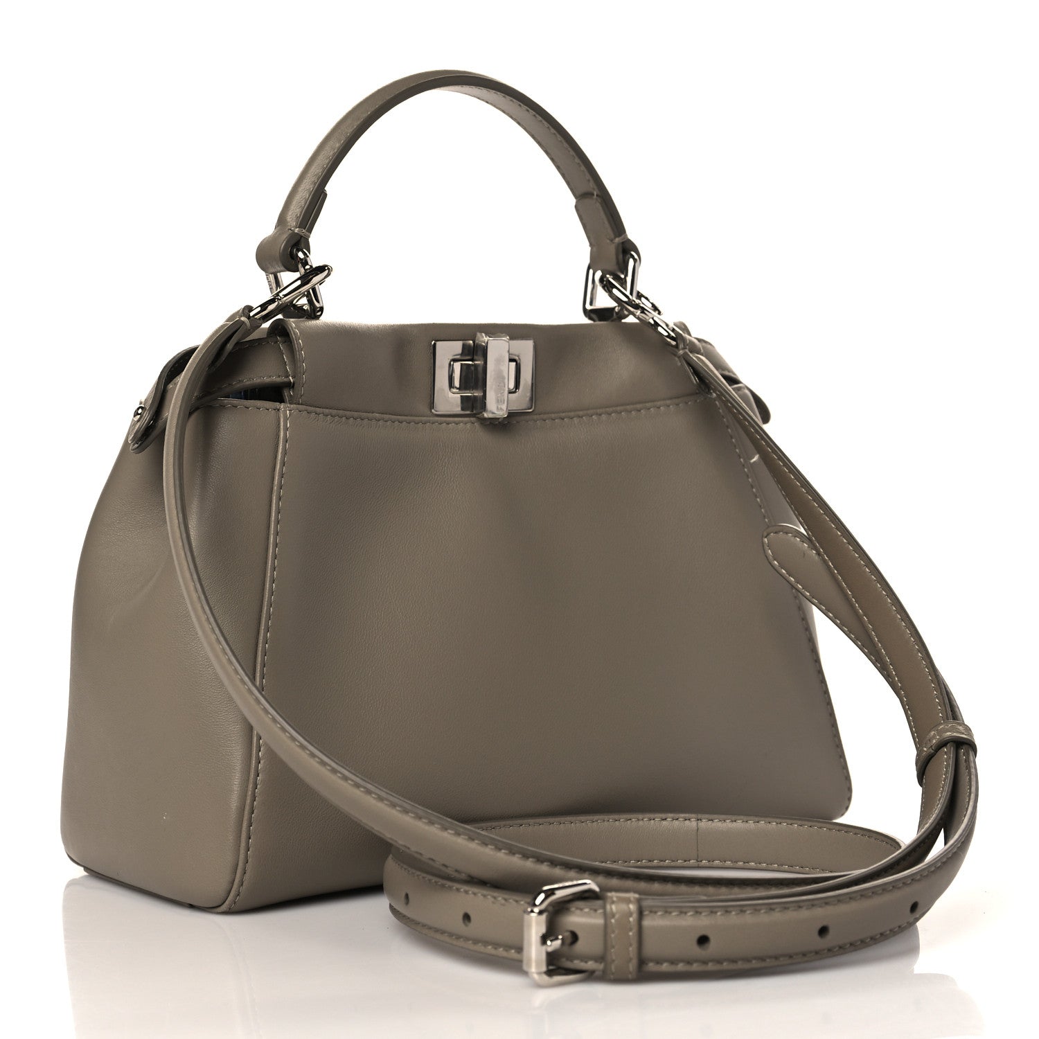 Fendi Nappa Stacked Bar Mini Peekaboo Iconic Satchel Tortora 2 of 9
