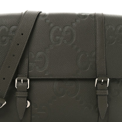 Gucci Piuma Calfskin Jumbo GG Embossed Double Buckle Medium Messenger Bag Dark Vintage Olive 8 of 10