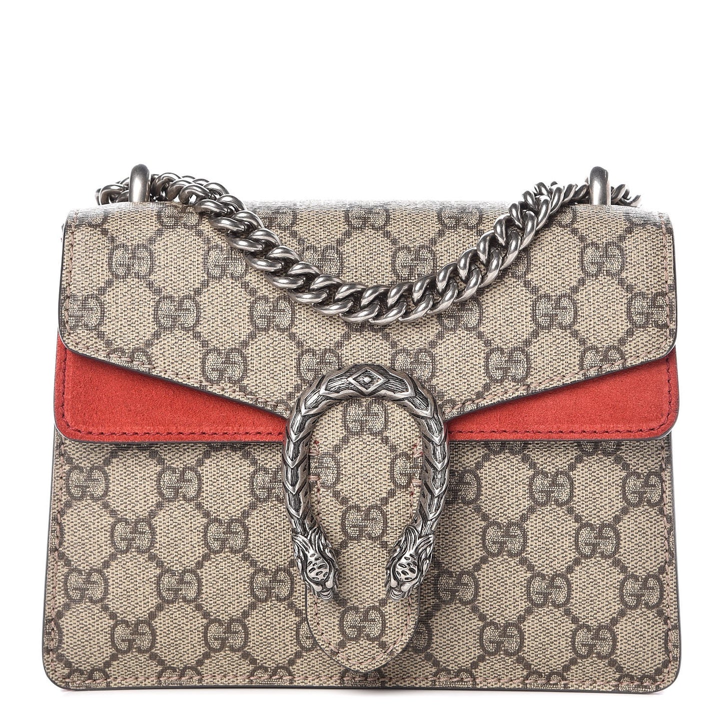 GG Supreme Monogram Mini Dionysus Shoulder Bag Hibiscus Red