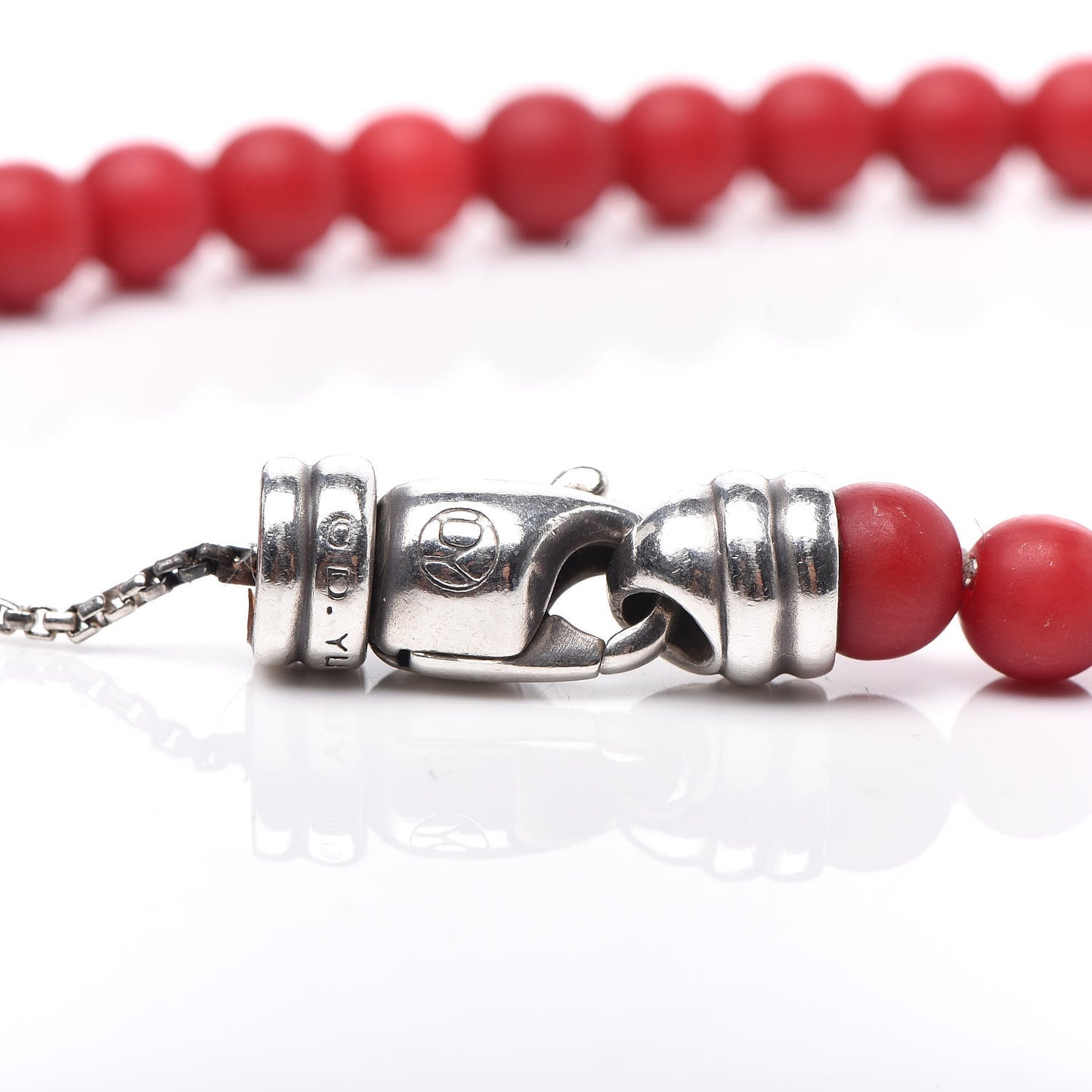 Sterling Silver Coral 6mm Spiritual Beads Bracelet