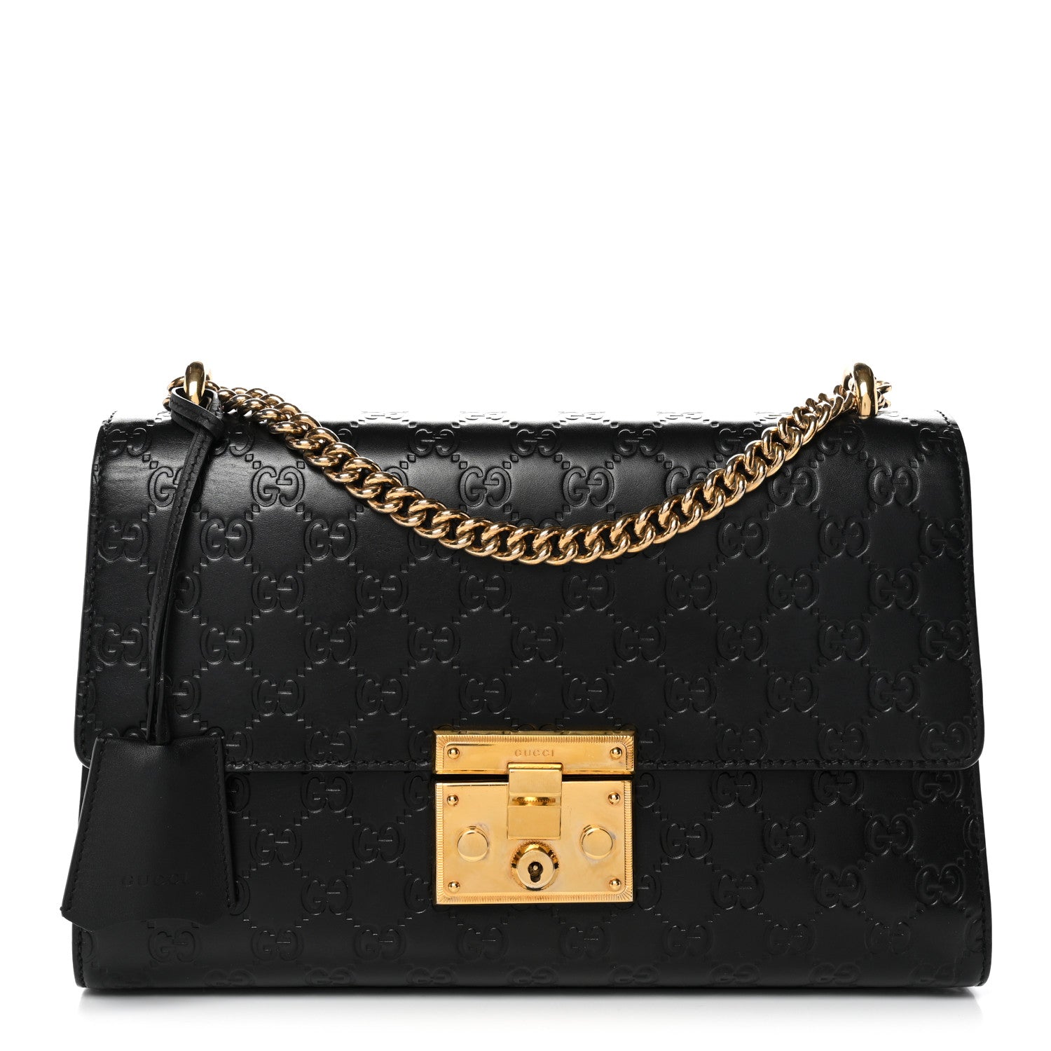 Gucci Guccissima Medium Padlock Shoulder Bag Black 1 of 14