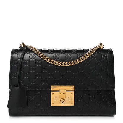 Gucci Guccissima Medium Padlock Shoulder Bag Black 1 of 14