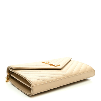Saint Laurent Grain De Poudre Matelasse Chevron Monogram Chain Wallet Nude Powder Nude Powder 4 of 13