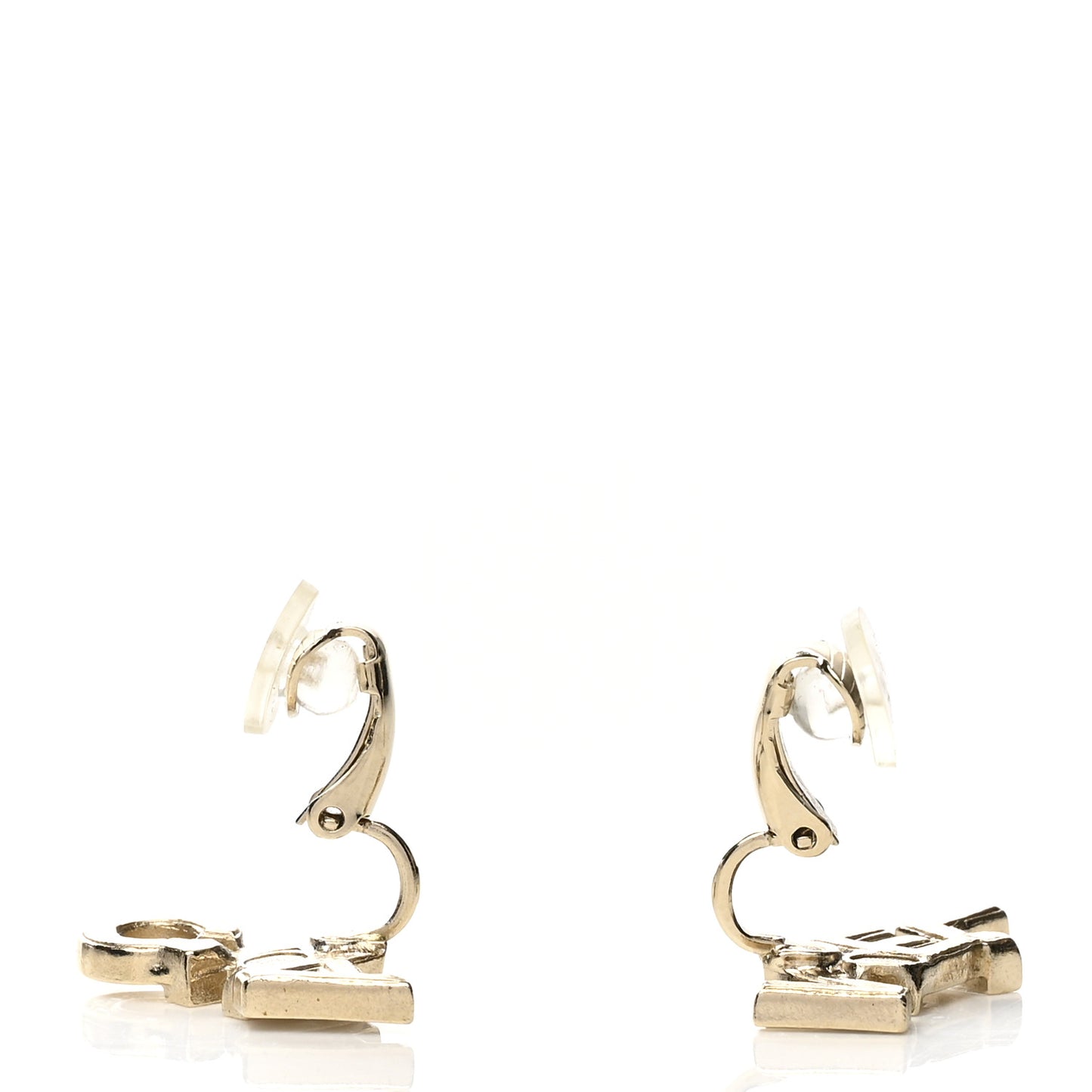 Crystal Pearl Signature Stud Clip On Earrings Gold