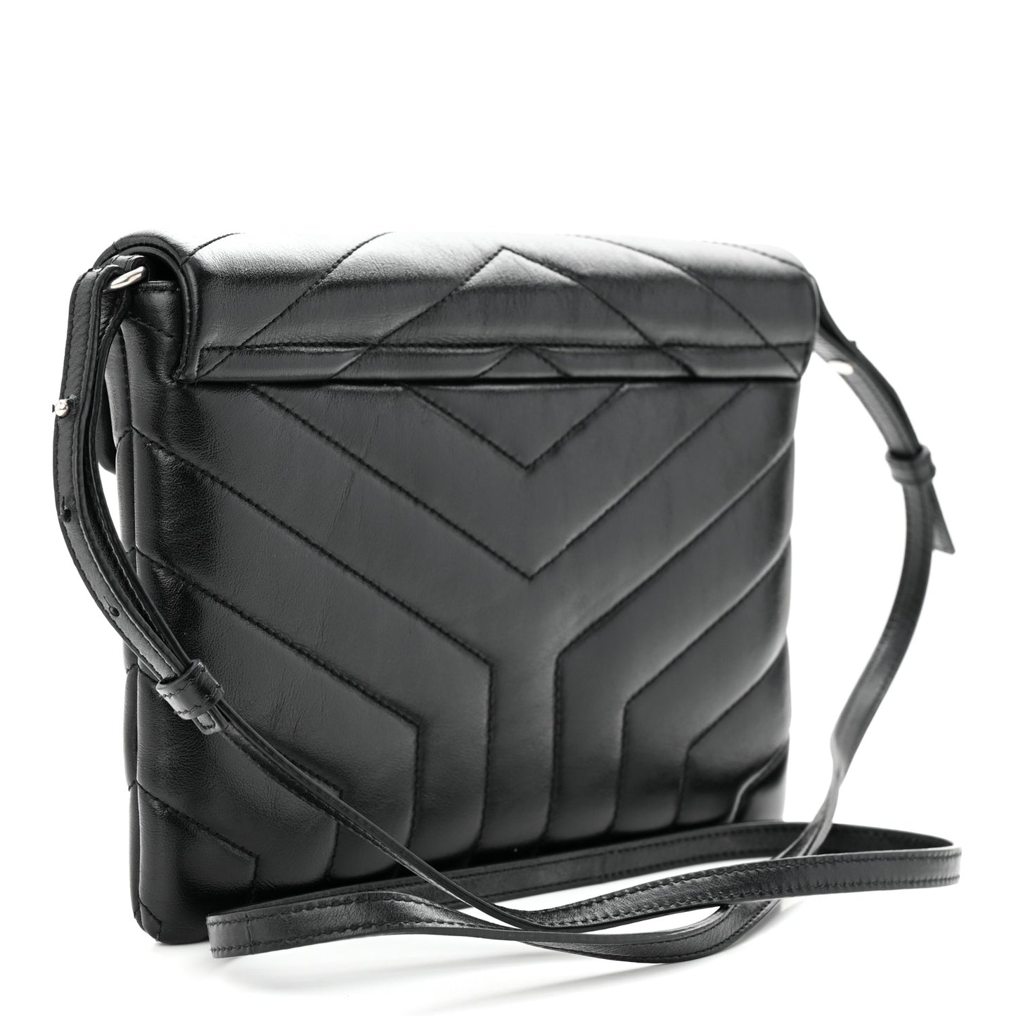 Calfskin Y Quilted Monogram Loulou Flap Bag Black