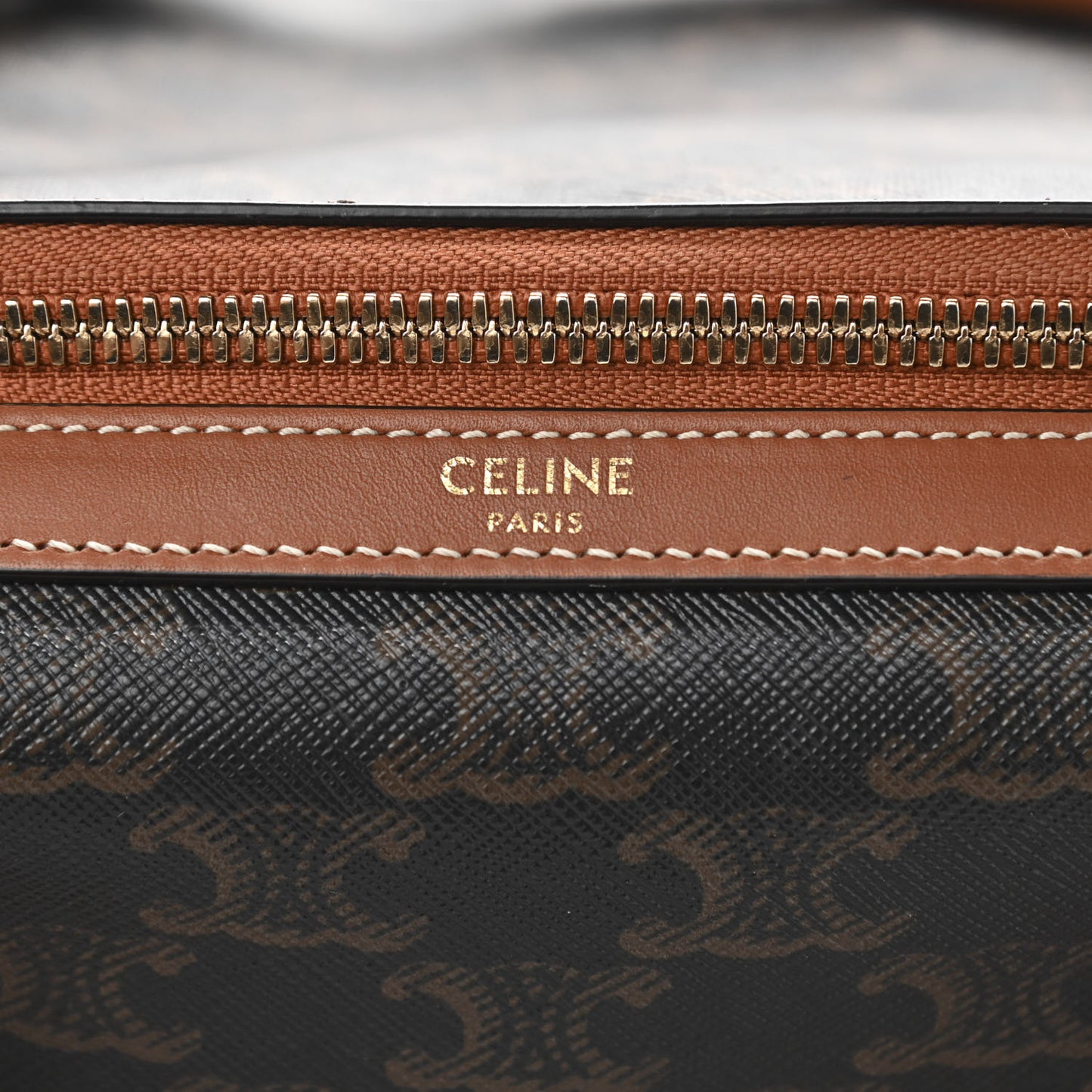 Triomphe Canvas Calfskin Boston Bag Tan