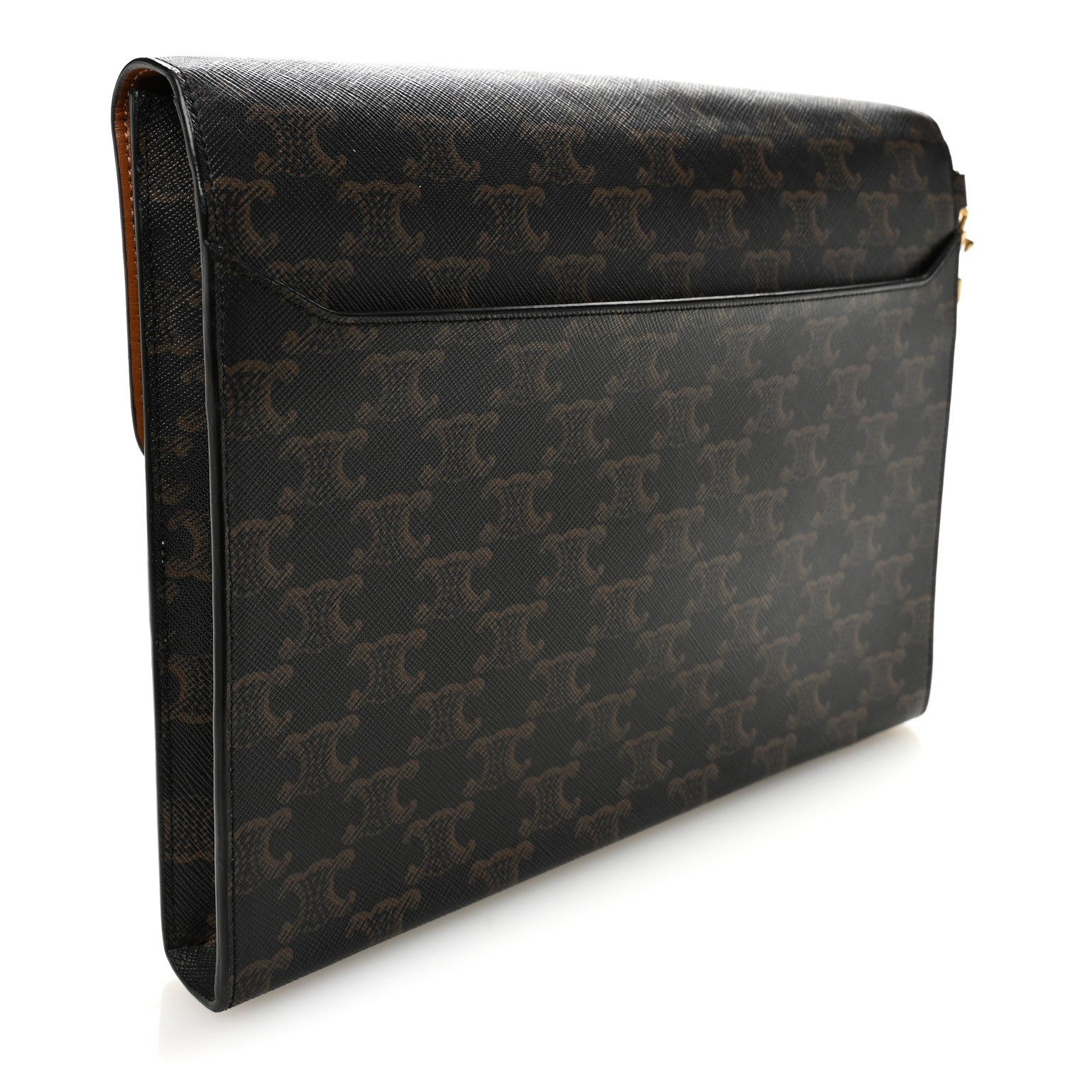 Celine Triomphe Canvas Calfskin Flap Clutch 3 of 8