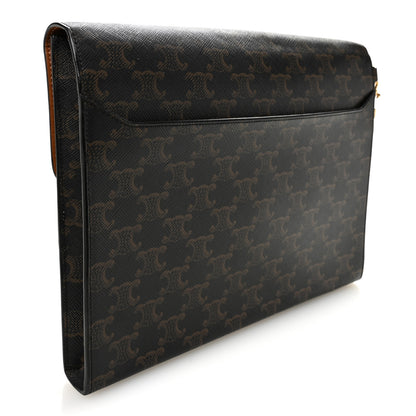 Celine Triomphe Canvas Calfskin Flap Clutch 3 of 8