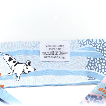 Hermes Silk En Liberte Twilly Bleu Rose Brun 3 of 4