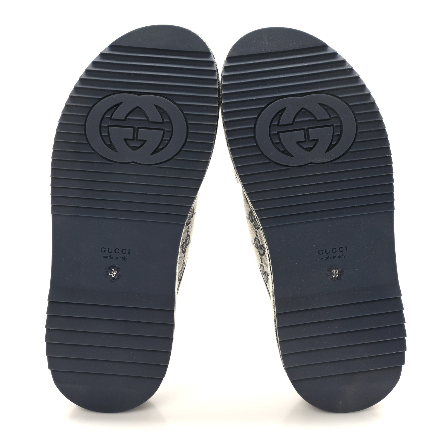 Gucci Monogram Criss Cross Platform Slide Sandals 38 Beige Blue 5 of 7