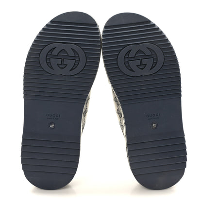 Gucci Monogram Criss Cross Platform Slide Sandals 38 Beige Blue 5 of 7