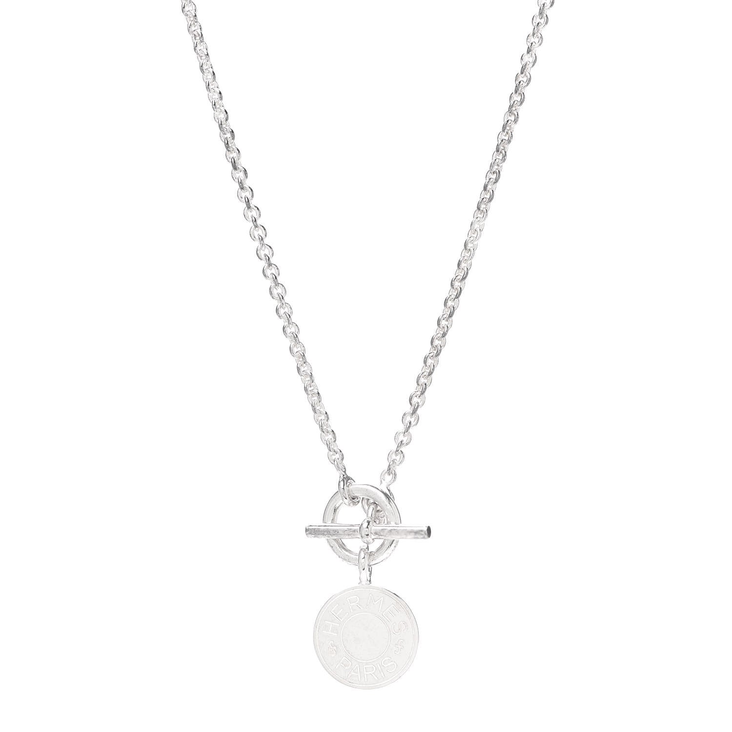 Hermes Sterling Silver Amulettes H Confettis Pendant Necklace 1 of 5