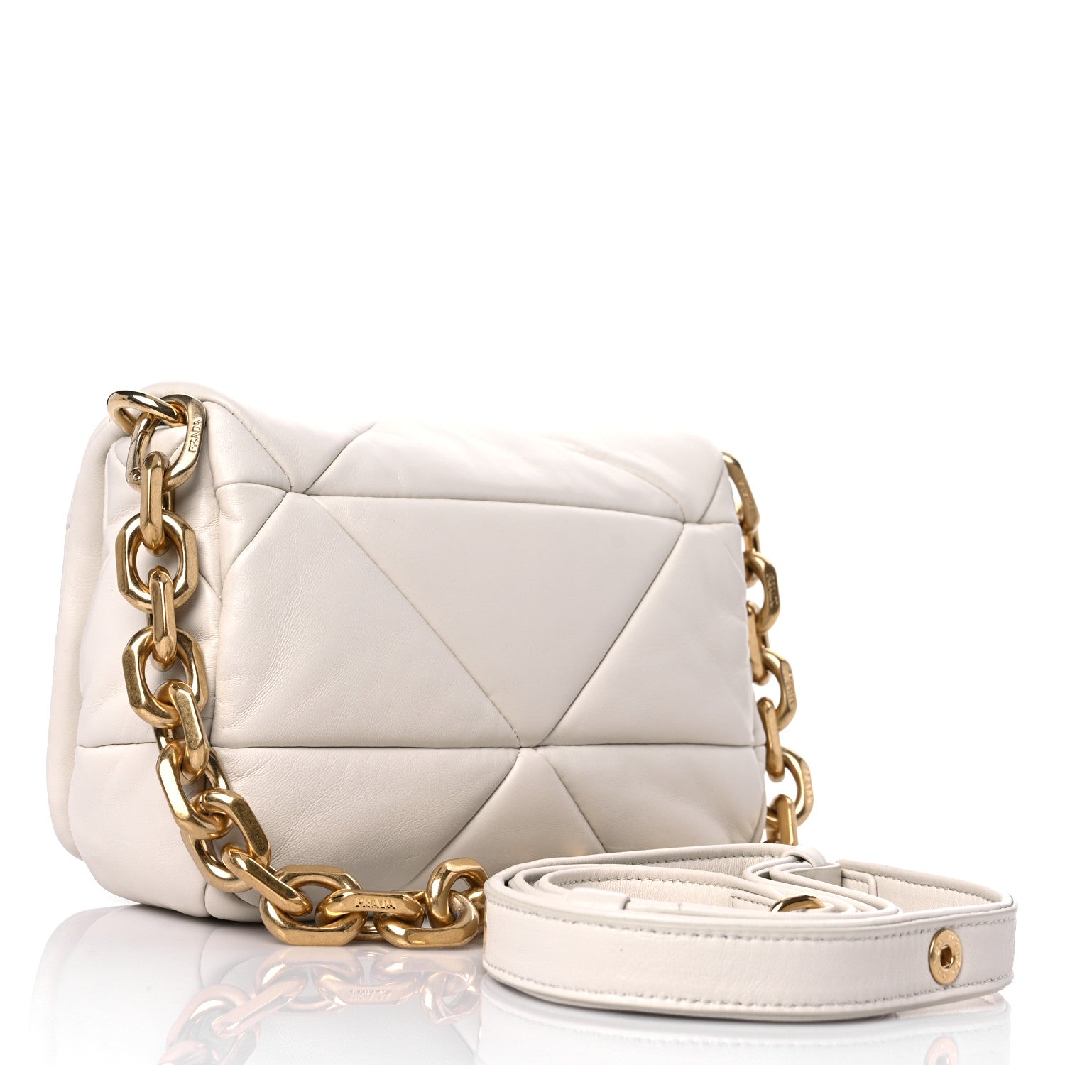 Prada Nappa Metal Quilted Small Patchwork System Flap Bag White 2 of 8