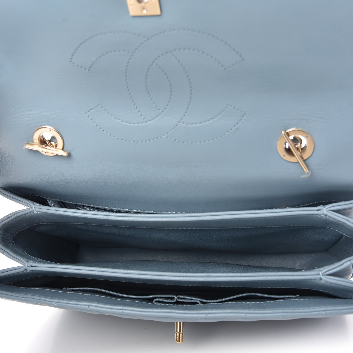 Chanel Lambskin Chevron Quilted Medium Trendy CC Dual Handle Flap Bag Light Blue 5 of 10