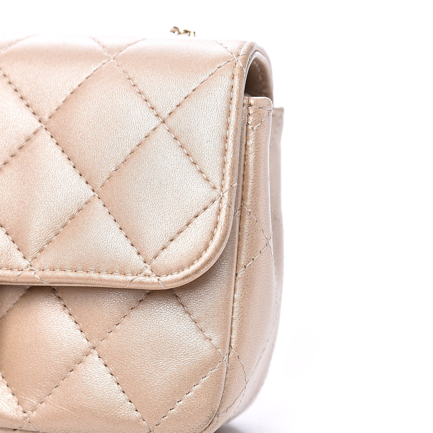 Chanel Metallic Lambskin Quilted Extra Mini V For Victory Flap Light Gold 11 of 13