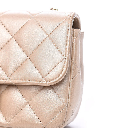 Chanel Metallic Lambskin Quilted Extra Mini V For Victory Flap Light Gold 11 of 13