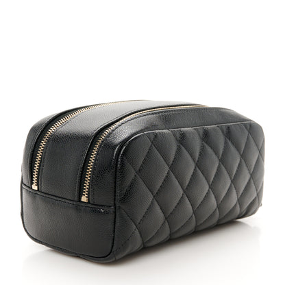 Chanel Caviar Quilted Toiletry Case With Chain Black 3 of 11