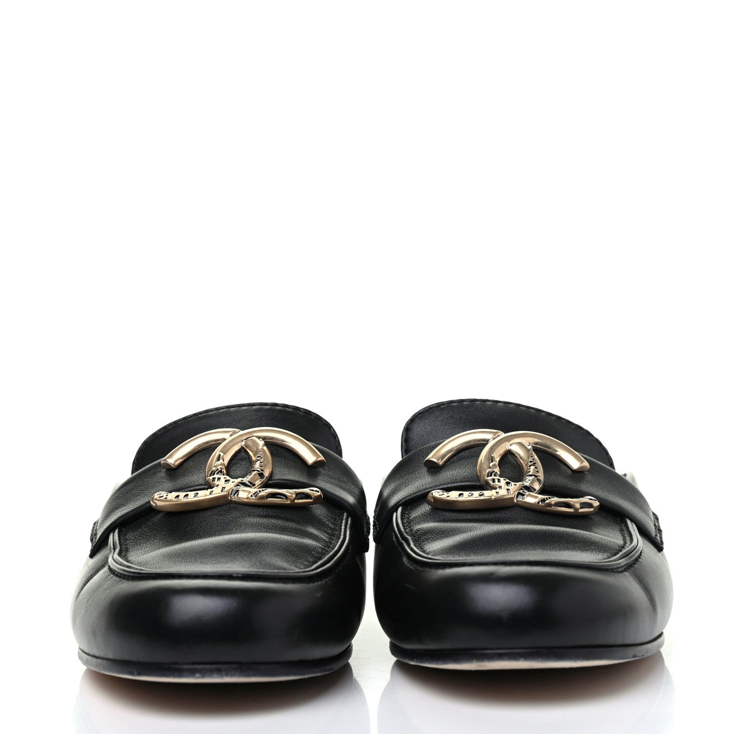 Chanel Lambskin CC Mules 36 Black 2 of 15