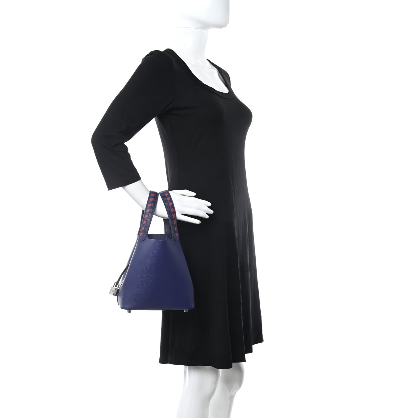 Epsom Tressage De Cuir Picotin Lock 18 PM Bleu Encre Brique Black
