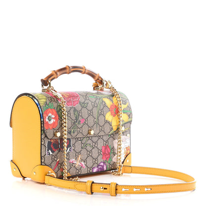 Gucci GG Supreme Monogram Flora Small Padlock Bamboo Shoulder Bag Beige Multicolor Crop 2 of 11