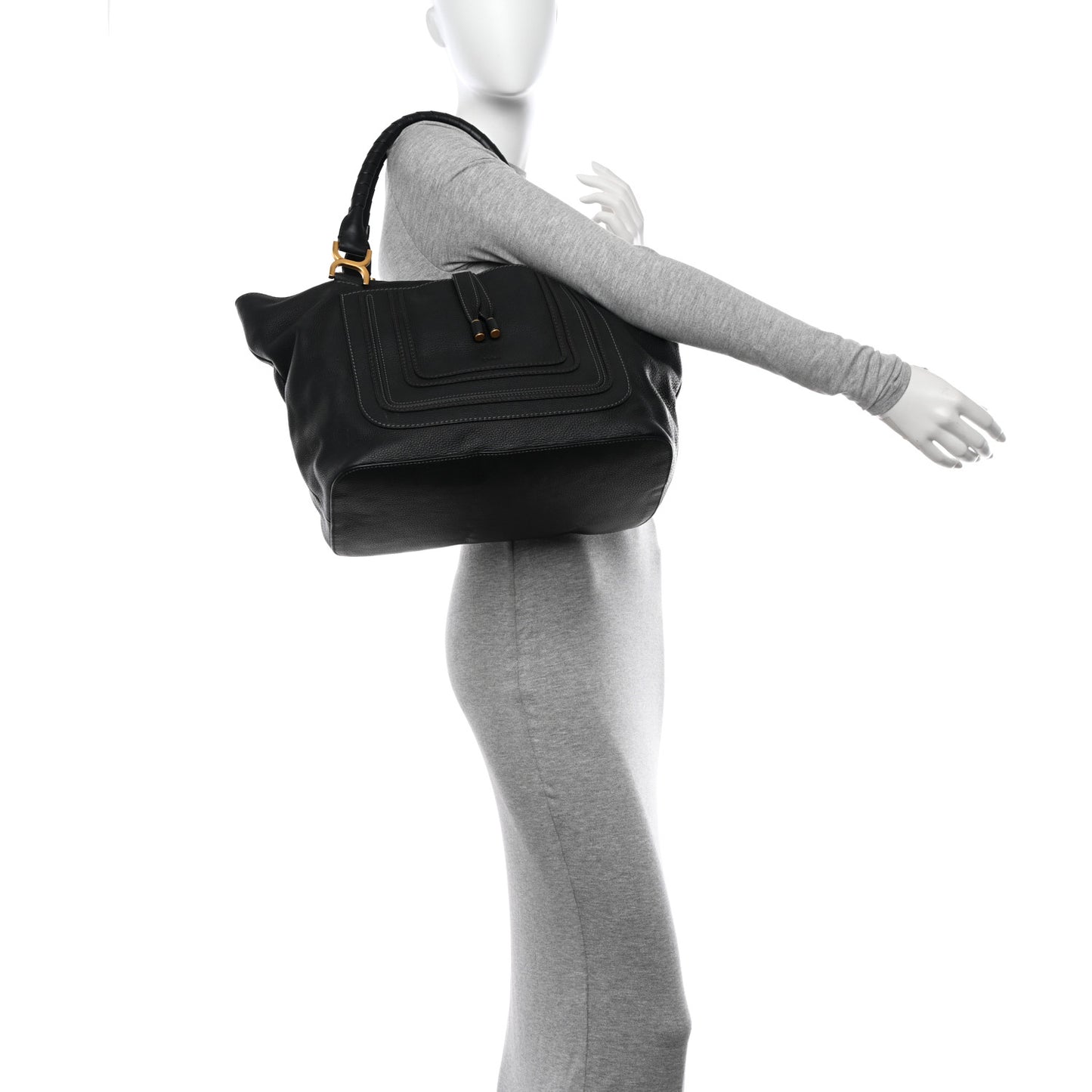 Calfskin Large New Marcie Tote Black