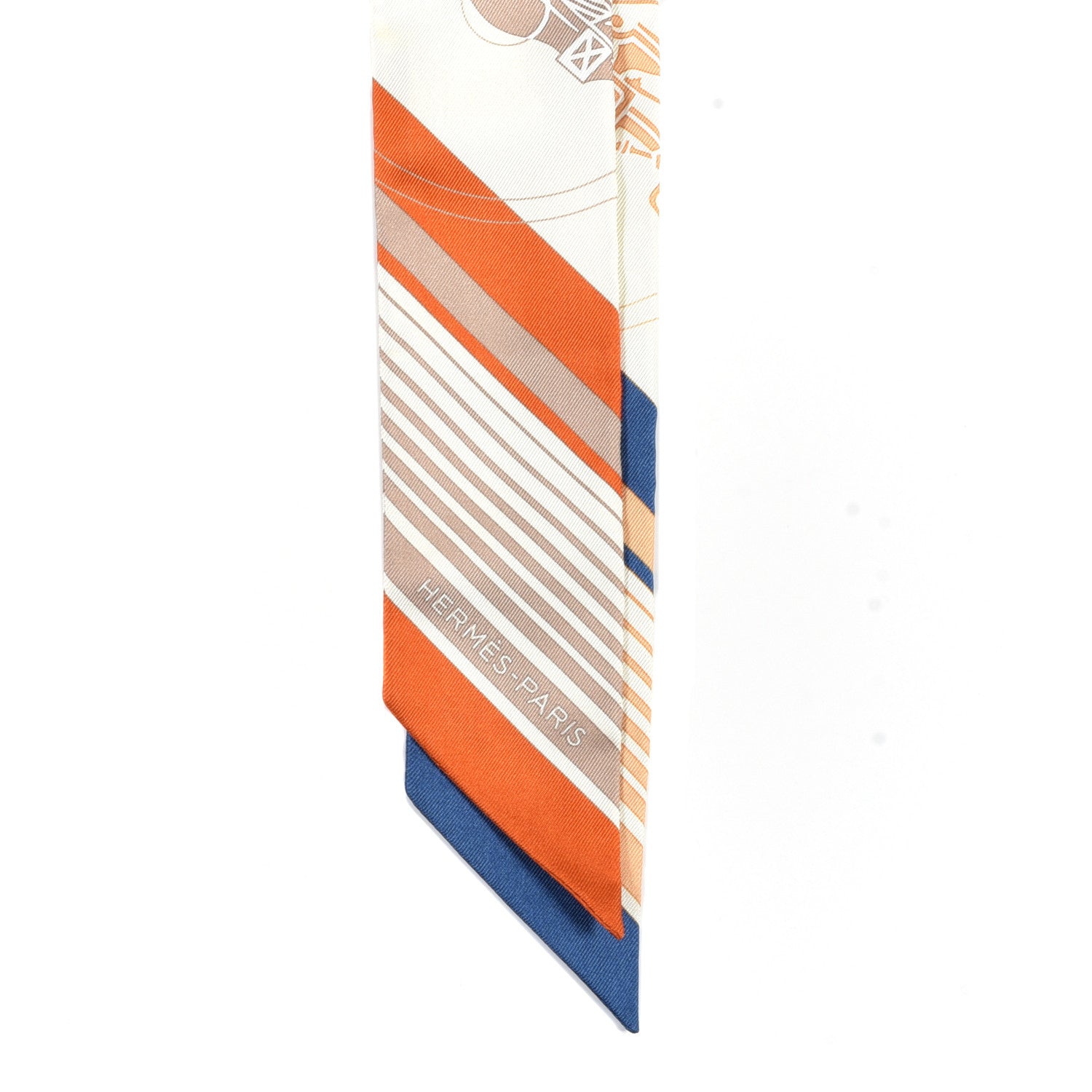 Hermes Silk Ex-Libris Twilly Creme Orange Beige 2 of 3