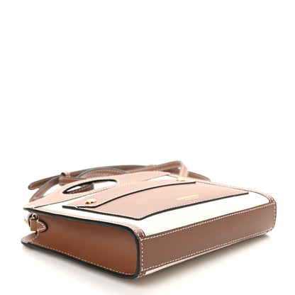 Burberry Smooth Calfskin Canvas Two Tone Micro Pocket Bag Malt Brown Tan 4 of 9