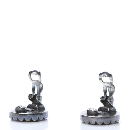 Chanel Ruthenium CC Round Clip On Earrings Gold Black 3 of 4