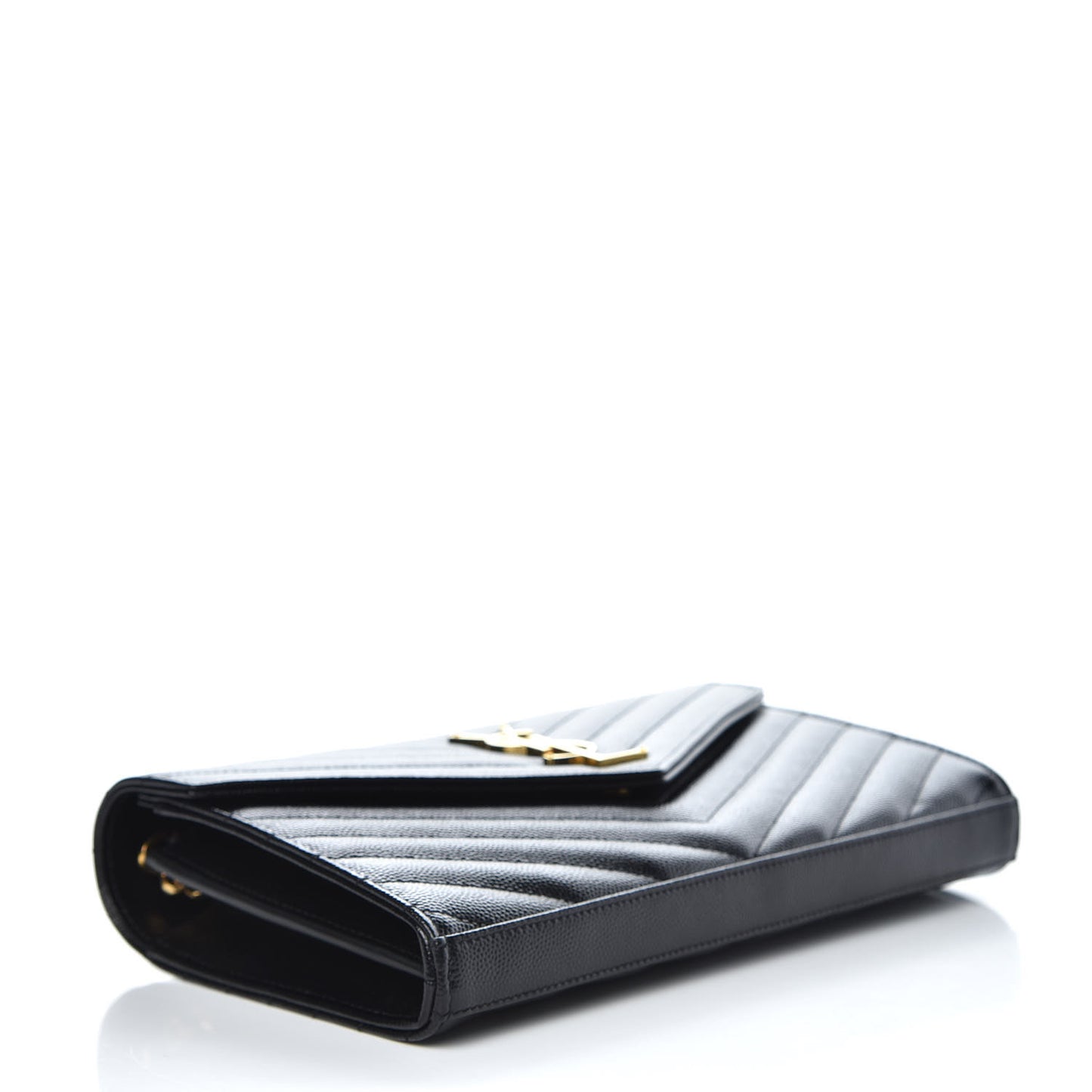 Grain De Poudre Matelasse Chevron Monogram Chain Wallet Black