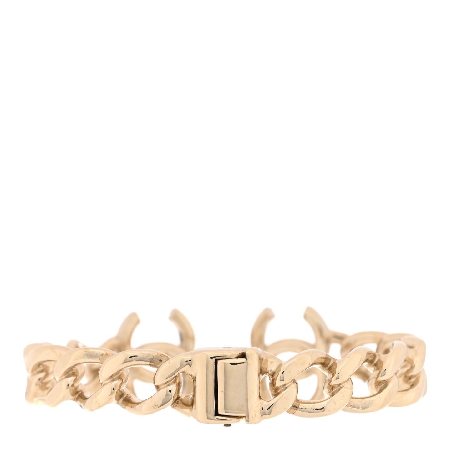 Metal CC Chain Link Cuff Bracelet Gold