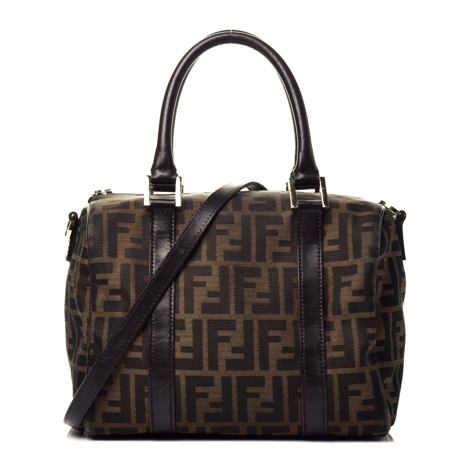 Fendi Zucca Cuoio Lucido Mini Boston Satchel Tobacco Moro 1 of 10
