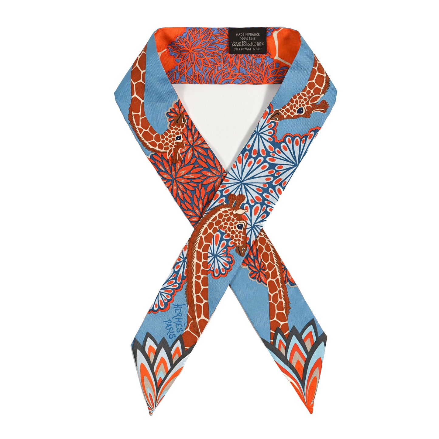 Silk The Three Graces Twilly Bleu Jean Orange Rouille