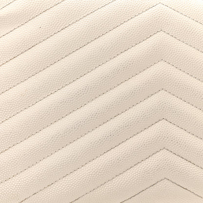 Saint Laurent Grain De Poudre Matelasse Monogram Chain Wallet White Black 15 of 17