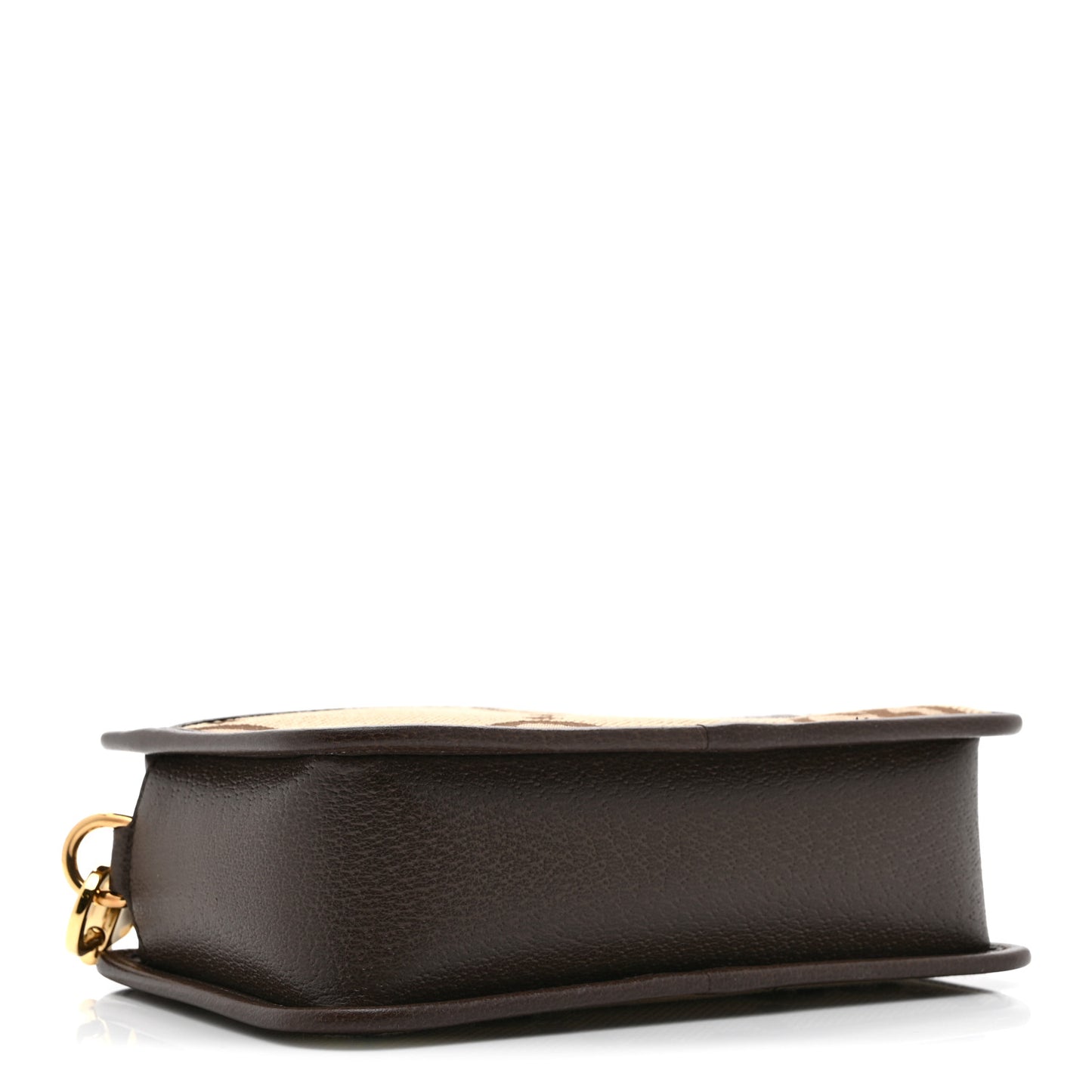 Monogram Jumbo GG Textured Dollar Calfskin Web Mini Crossbody Bag Camel Ebony New Acero
