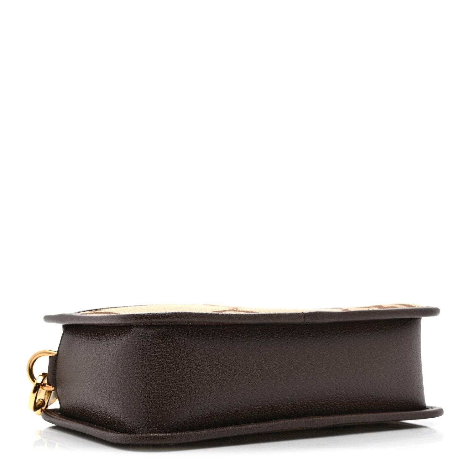 Gucci Monogram Jumbo GG Textured Dollar Calfskin Web Mini Crossbody Bag Camel Ebony New Acero 4 of 10