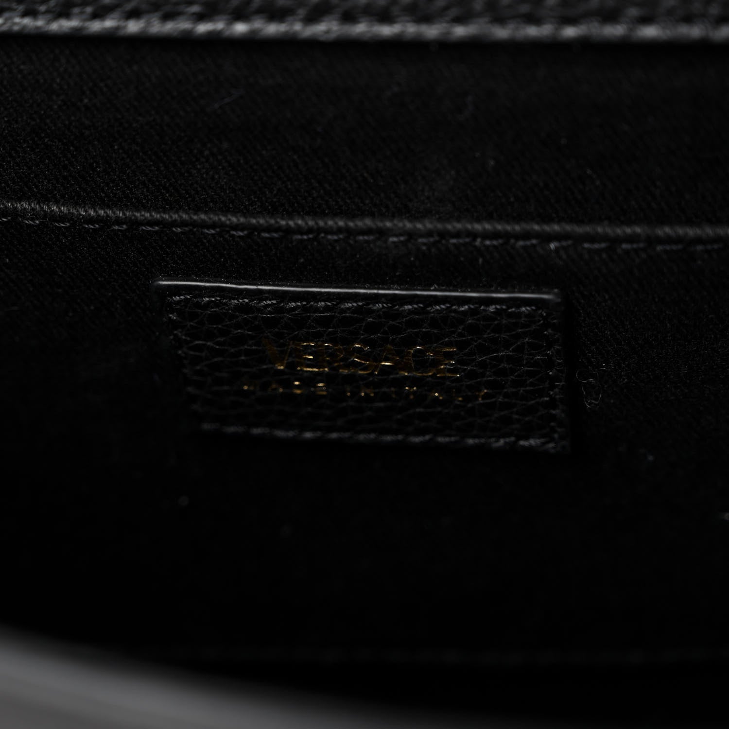 Versace Grainy Calfskin Virtus Chain Crossbody Black 6 of 9